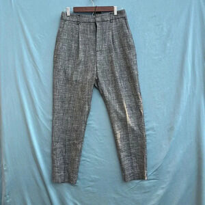 AllSaints Astrid Gray Black Plaid Trouser Flat Front women 4 NWT metallic ankle